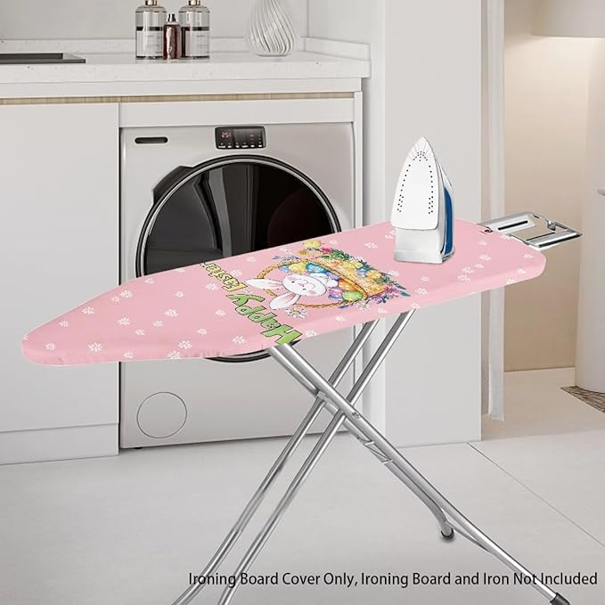 Bunny Easter Day Homes Replacement Ironing Board Cover & Pad, Easter's Rabbit 3 Click Buckles for Smooth Iron, Egg Flower Easy Installation