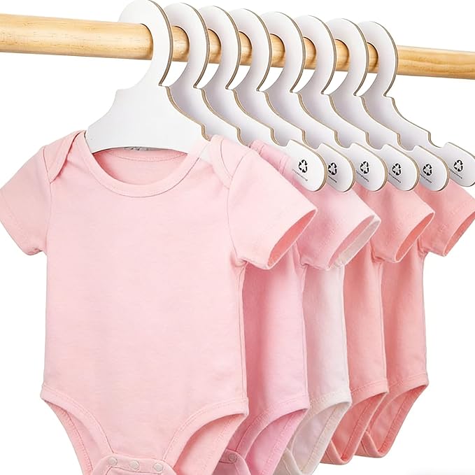 White Recyclable Paper Cardboard Clothes Hangers,9" Toddler Infant Baby Closet Clothes Nursery Non Slip Clothes Rack Hangers 36 Pack