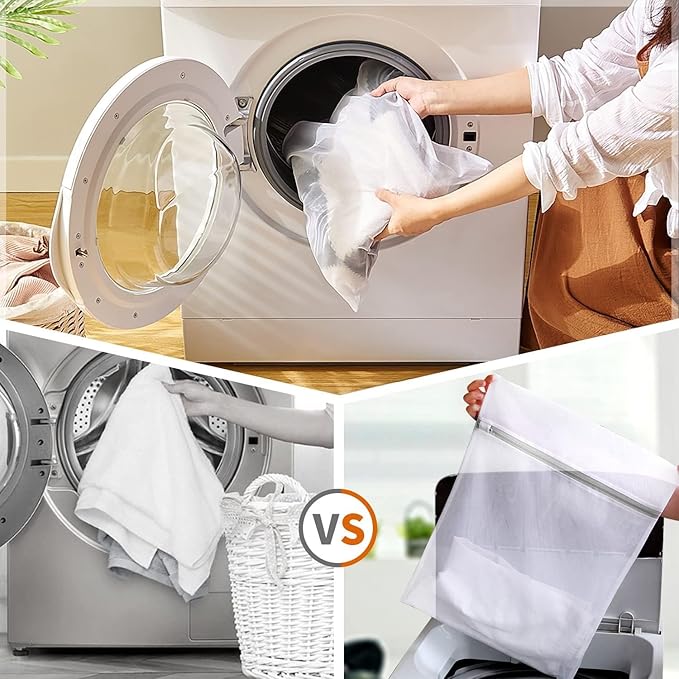 FOYERNUAGE 3pcs PREMIUM Honeycomb Mesh Laundry Bags for Delicates with Zipper,Travel Storage Organize Bags,Clothing Washing Bags for Blouse,Hosiery,Pants,Extra Strong,Medium 16x20inch(3M)