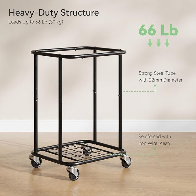 Laundry Basket with Wheels 150L/40Gal, Rolling Laundry Hamper with Steel Fram and Removable Washing Bag,Laundry Sorter Cart for Laundry Room,Hotel,Dorm,Black