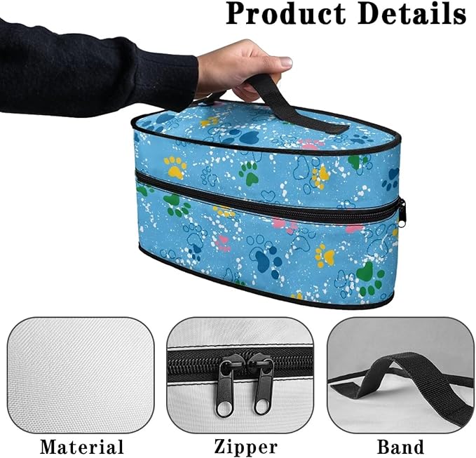 Paw Print Iron Storage Bag with Zipper Handle Lightweight Colorful Clothes Iron Storage Case for Traveling Home Cute Iron Storage Cover