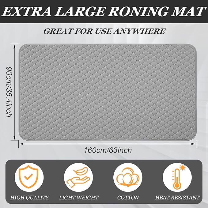 Tegeme Extra Large Ironing Mat (35.4 x 63 Inch), Heat Resistant Ironing Blanket, Quilted Iron Board Pad for Table Top, Countertop, Home, Laundry Room, Foldable for Quilting and Travel