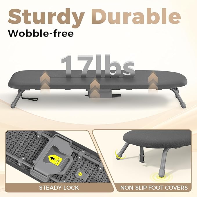 Kingboard Tabletop Ironing Board with Iron Holder, Small Iron Board with Heat Resistant Covers, Portable Mini Ironing Board with Non-Slip Feet for Home Travel, 12 * 32 Black