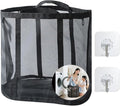 Collapsible Laundry Basket, Mesh Bag with Handles, Foldable Laundry Bag, Breathable Folding Beach Bag,Space-saving Tote Bags for Laundry, Bathroom, Dorm or Travel (Black, 45L)