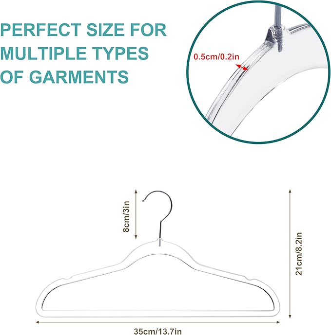 Quality Hangers 14” Clear Plastic Kids Hangers 10-Pack | Durable & Stylish Acrylic Hangers for Petite Adults with 360 Degree Swivel Hook and Notches | Cloths Children Hangers (10, Clear, Chrome)