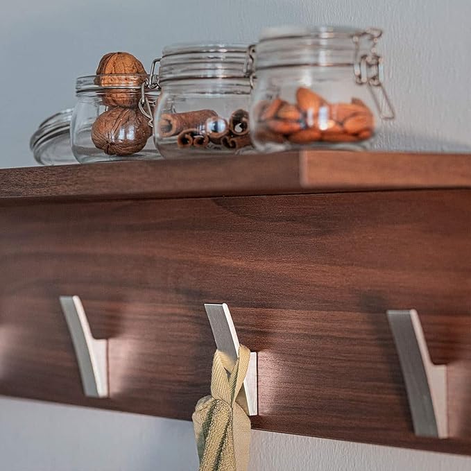 Mobili Fiver, Wall coat hanger, Rachele, 23.62 in, Walnut, Made In Italy