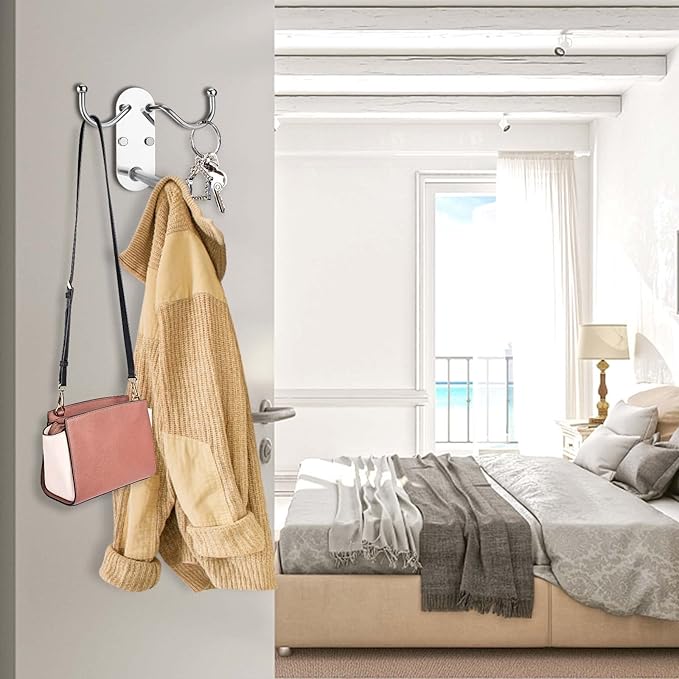 Clothes Hanger Storage, Retractable Clothes Hanger Storage Organizer, Damage Free Hanging Wall Hangers for Hanging in Living Spaces, Silver