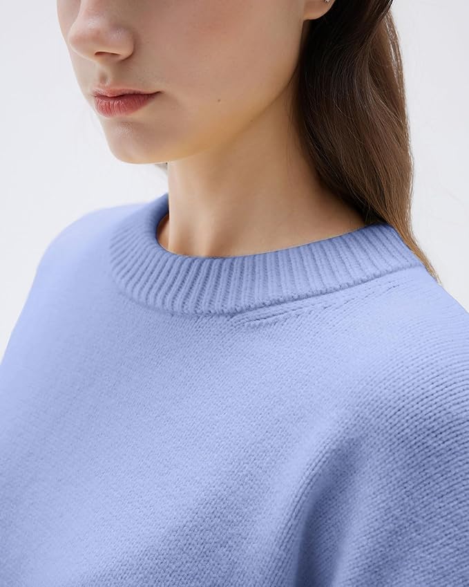 SUUKSESS Women Cashmere Blend Oversized Crew Neck Long Sleeve Pullover Sweaters