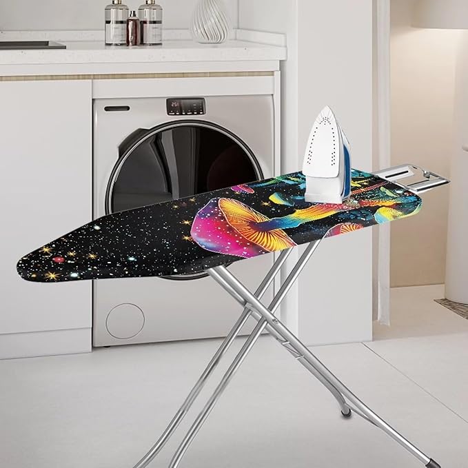 GLENLCWE Neon Colorful Mushroom Ironing Board Cover for Home Mushroom Iron Board Cover Heavy Duty Thick Iron Board Cover Decorative Replacement Fits All Standard Sizes