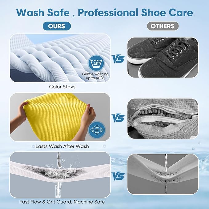 Shoe Washing Machine Bag 2Pack - Reusable Shoe Laundry Bag with Mesh Socks Insoles Washing Bag - 360°Deep Protective XXL Cleaning Bags for Sneakers Delicate Footwear - Home Travel Essentials, Yellow