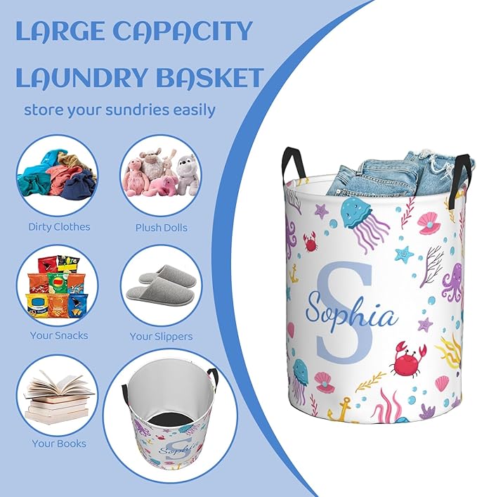 Personalized Laundry Hamper with name, Custom Laundry Hamper with Name, Customized Name Laundry Basket, Customization Name laundry Basket with Handles Gifts for Men Women