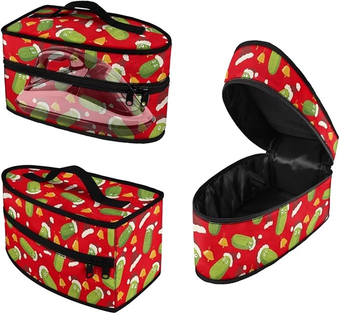 Christmas Steam Iron Storage Case Fits for Home Colorful Wear-resistant Steam Iron Storage Bag Easy to Store and Carry Iron and Other Small Items, Hat Bell Cucumber