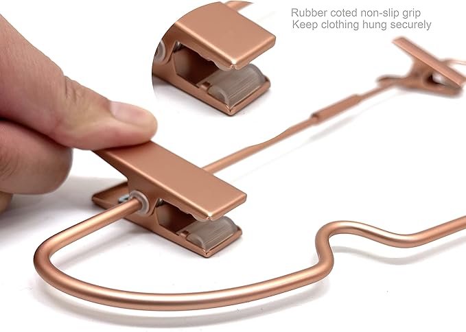 Metal Hangers Baby Clothes 12.5" Rose Gold Clips Hanger Children Kids Pants Hanger Display and Storage 10Pack