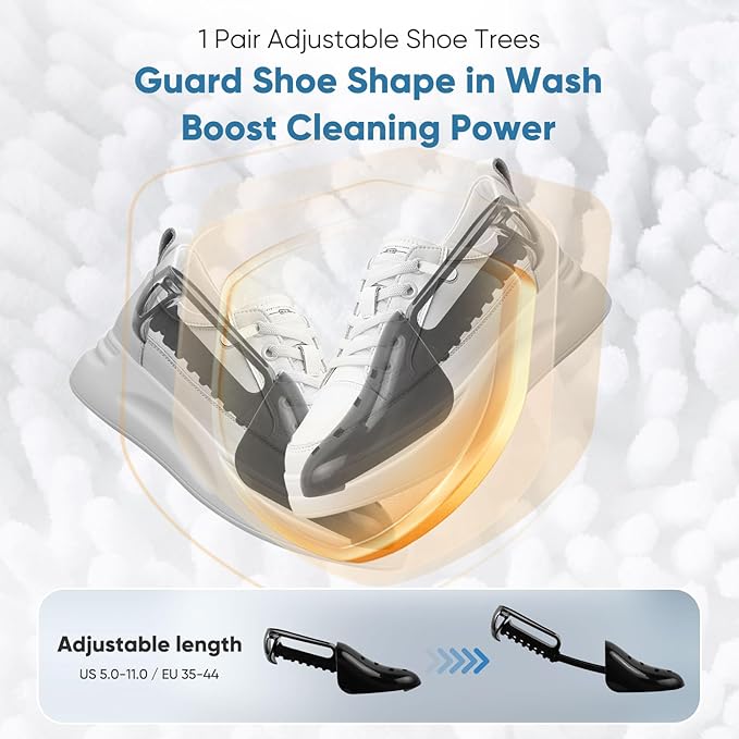 Shoe Washer Machine Bag 2Pack - Reusable Shoe Laundry Bag with Mesh Socks Washing Bag - 360°Deep Protective Cleaning Bags for Sneakers Delicate Footwear - Home Dorm Travel Essentials, Grey