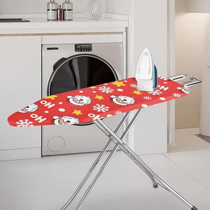 Santa Claus Snowflake Heat Reflective Ironing Board Cover Stain Resistant & Durable Fabric Ironing Covers Fitted 15 x 54 Ironing Boards Halloween Spooky Horror Decoration