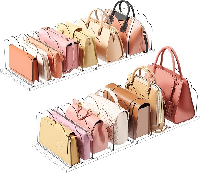 Lifewit Purse Organizer for Closet, Clear Handbags Storage Organizer, Adjustable Clutch Purse Storage Organizer Holder for Closet, 4 Pack Bookshelf Dividers for Sweater in Bedroom 35 x 24 cm/14 x 9.5"