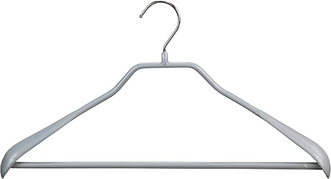 Mawa by Reston Lloyd BodyForm Series Non-Slip Space-Saving Clothes Hanger with Bar For Pants, 16 1/2", Style 42/LS, Set of 2, Silver