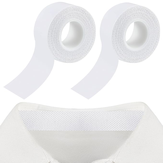 Jecery 2 Rolls 2 Rolls Sweat Pads Collar Protectors for Men Shirts, Disposable White Shirt Neck Tape, Dress Hat Collar Self Adhesive Invisible Liner Patch Against Sweat Stain (0.98 Inch,1.18 Inch)