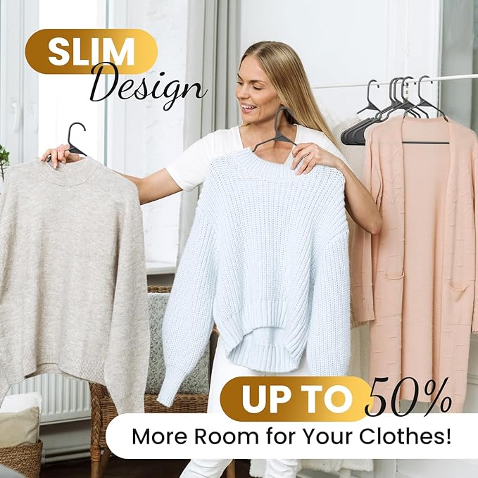 30 Pack Adult Plastic Hanger for Shirt Pants Coats Dresses Skirts Suits Jackets - Standard Thick Coat Hanger - Sturdy & Durable Design with Shoulder Grooves Hook - Grey