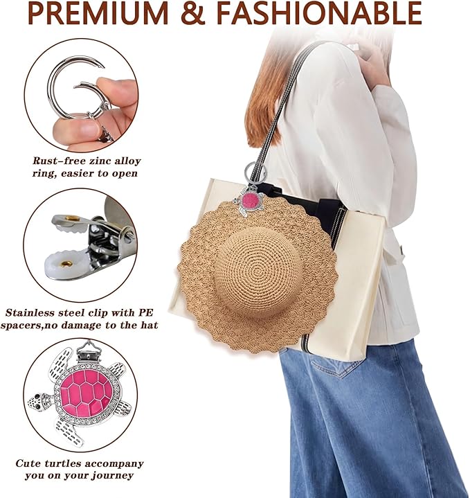 2Pcs Hat Clip for Travel on Bag - Turtle Beach Cruise Essentials Accessory for Handbag Backpack Luggage Purse Travel