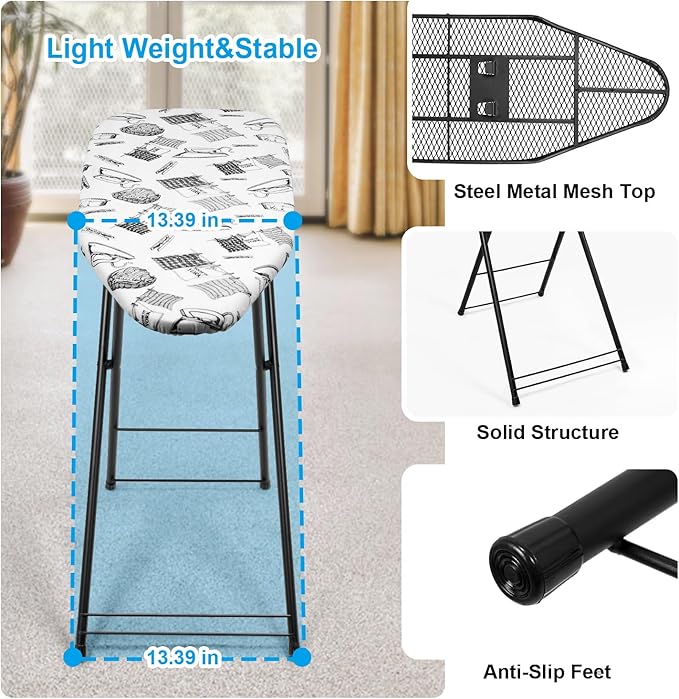 Duwee 13"×35" Ironing Board Small with Heat Resistant Cover,Folding Compact Ironing Board,Light Weight,Easy to Storage