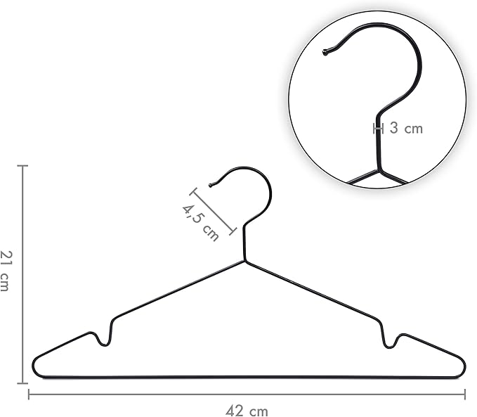 pamo Black Metal Clothes Hangers - 5,10 or 20 Stainless Steel Black Hangers 16.5"- Coated, Scratch- and Rust-Resistant - Space Saving Clothes Hanger