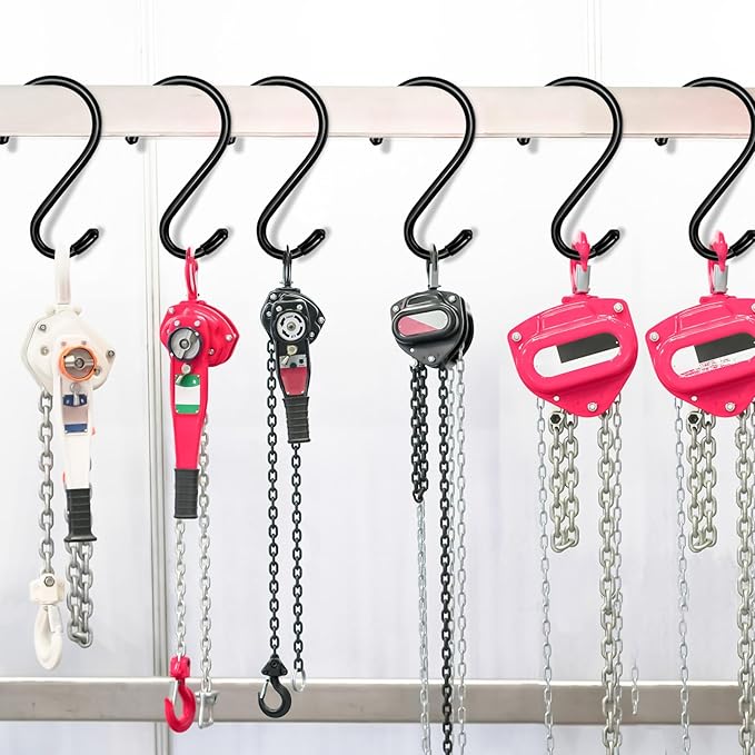 4 Inch 12 Pack Heavy Duty Vinyl Coated S Hooks Non-Slip & Scratch-Proof Black Hanging Hooks for Plants Kitchen Utensils Pots Pans Clothes & Bags Ideal for Closet, Garage & Garden Organization