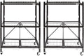 Origami 2-Pack General Purpose Foldable 3-Tier Shelf Storage Rack & Wheels, R3, Black
