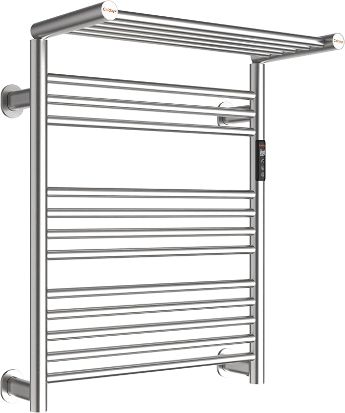 High-Density Foldable Heated Towel Rack, Smart Dual-Zone App/Voice Control Towel Warmer Rack, GFCI Plug-in/Hardwired, Wall-Mount, Drill-Free Install, Brushed, CA3-900X550-Ultra-S