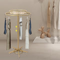 Round Garment Rack Floor Standing Rotating Clothes Hanging Rack with Topper 3.38-5.02ft Height Adjustable Retail Display Stand Metal Commercial Clothing Organizer Stand (Gold)