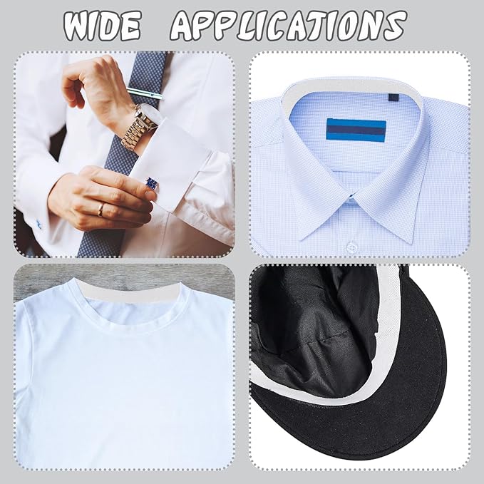 Jecery 4 Rolls 2 Rolls Sweat Pads Collar Protectors for Men Shirts, Disposable White Shirt Neck Tape, Dress Hat Collar Self Adhesive Invisible Liner Patch Against Sweat Stain (1.18 Inch)