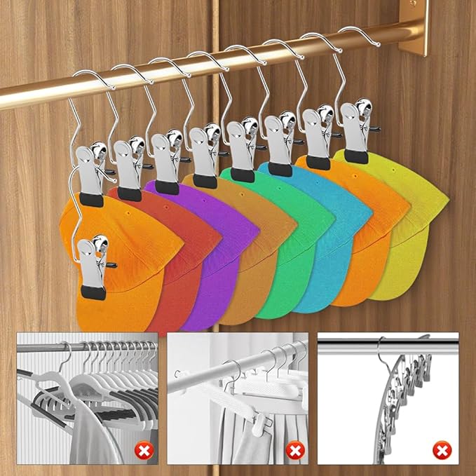 50pack Legging Organizer for Closet Yoga Pants Hangers Hanging Clips w/Rubber Coated Holds Leggings Space Saving Hanger Closet Organizers(Color:Silver)
