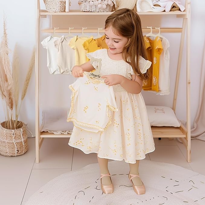 Hongma 20 Packs Wooden Baby Hangers for Baby Clothes, Cute Bear Ears Wood Newborn Baby Girl Boy Hangers for Nursery 9 Inch Kids Toddlers Children Infant Hangers for Closet Coat Pants Clothing Storage