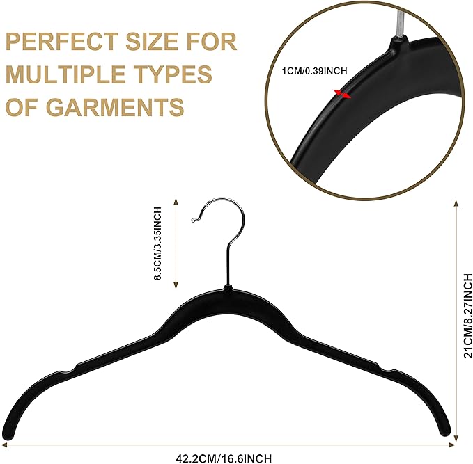 Quality Hangers Clothes Hangers 200 Pack - Non-Velvet Plastic Hangers for Clothes -Heavy Duty Coat Hanger Set -Space-Saving Closet Hangers with Chrome Swivel Hook, Non-Flocked Hangers