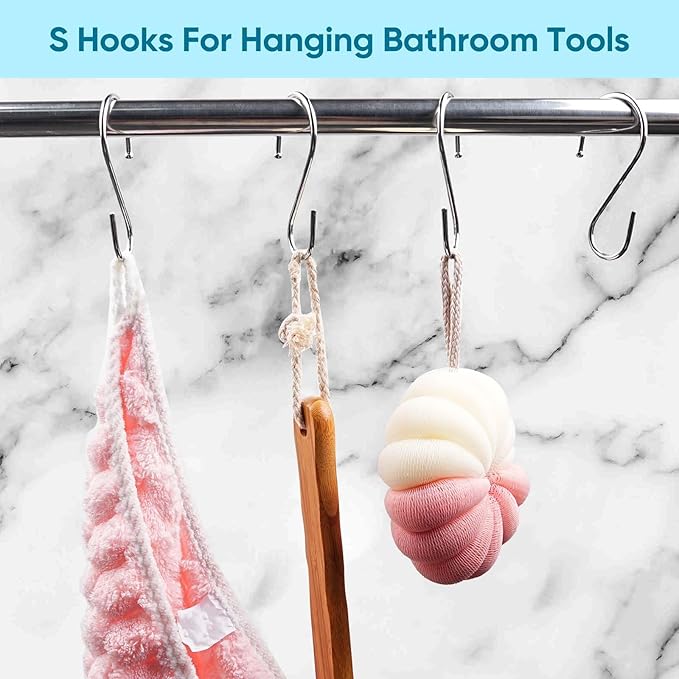 24 Pack S Hooks for Hanging, 3.5 inch Metal S Shaped Hook Heavy Duty Hanging Hooks for Pot Rack, Pans Plant, Towels, Jeans, Closet, Clothes, Hats, Cups in Kitchen, Bathroom, Bedroom and Office