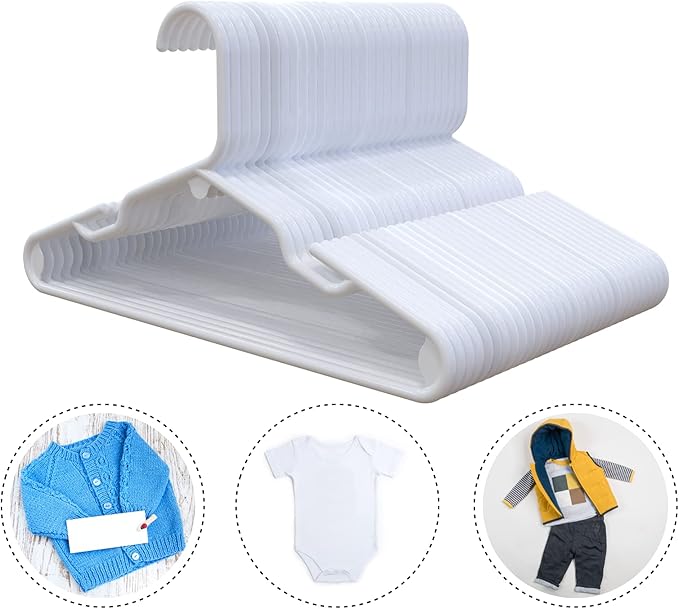 White Nursery Hangers 30 Pack for Baby, Toddler, Kids, Children (30 Pack)