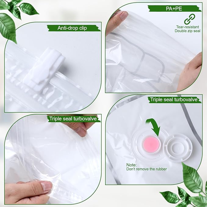6 Pack Clear Hanging Vacuum Storage Bag, 51.2 x 27.6 inch Hanging Vacuum Sealer Storage Space Saver Bags, Reusable Space Saver Bags, for Suits Dress Jackets