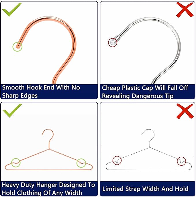 Amber Home 30 Pack 17" Rose Gold Strong Metal Hanger, Copper Clothes Hangers, Heavy Duty Coat Hangers, Standard Suit Hangers for Jacket, Shirt, Dress (Copper, 30)