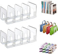 Lemical Clear Acrylic File Sorter 2 Pack Handbag Clutch Purse Organizer Acrylic Shelf Divider Drawer Organizers for Clothes Pouch Notebooks Stand Bookshelf Cooking Utensil (2Pack-4Sections)
