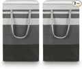 2 Pack Extra Large Laundry Basket, Waterproof & Collapsible Laundry Hamper with Heavy-Duty Handles, Freestanding Hamper for Clothes, Toys, Towels in Home Dorm Bathroom Bedroom-75L, Grey