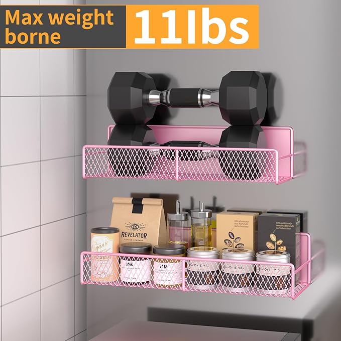 6 Pack Magnetic Shelves for Washing Machine, Magnetic Spice Rack Organizer for Refrigerator, Magnetic Shelf with Hanger Organizer, Metal Magnetic Basket, Laundry Organization and Storage, Pink