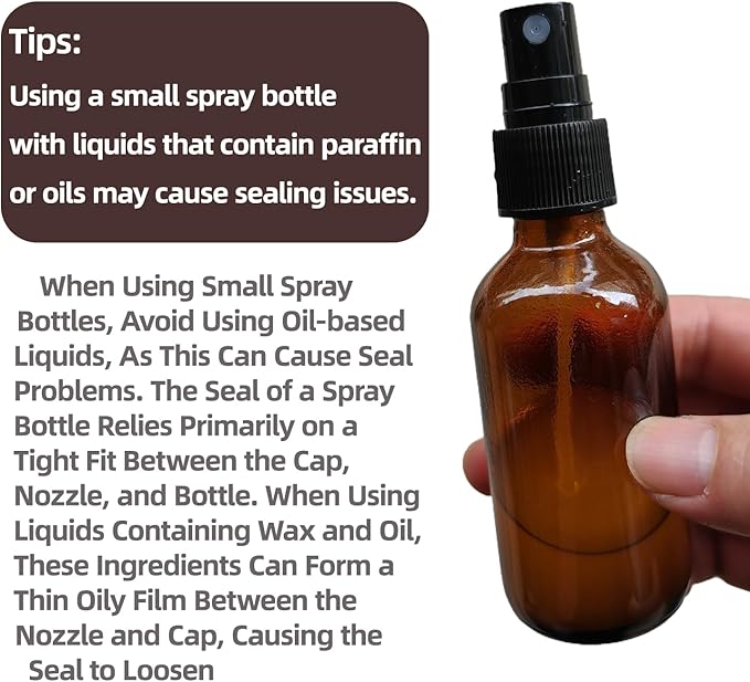 4 PACK 2 oz Amber Small Glass Spray Bottles, Empty Spray Bottle for Hair, Plants, Perfume - Fine Mist, 2oz Mini Spray Bottle