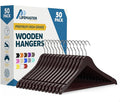 Lifemaster Wooden Hanger Set - 50 Pieces Non-Slip Versatile Closet Space-Saving Hanger Set for Suit, Coat, Camisole, Jacket, Pants, and Dresses with 360° Swivel Hook - Cherry