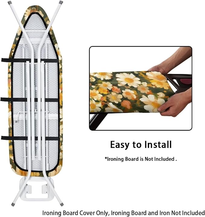 Painting Flower Ironing Board Pad and Cover Durable Thick Daisy Ironing Board Cover Standard Size Iron Pad Durable Ironing Board Protector