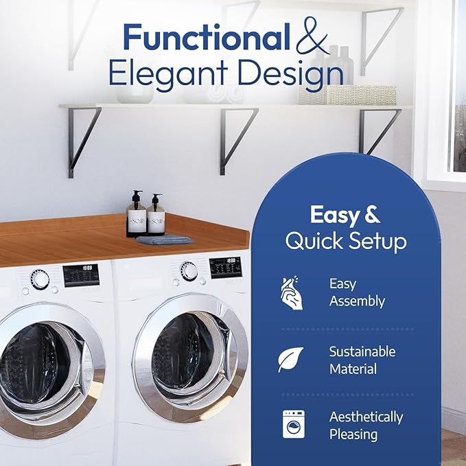 OfficeSimpli Washer Dryer Countertop, Made in USA, Non-Slip Pads, Laundry Room Wood Topper, Washer Dryer Cover for Top, Laundry Countertop, Laminate Finish (Cafe Latte, Standard (27.5" x 54"))