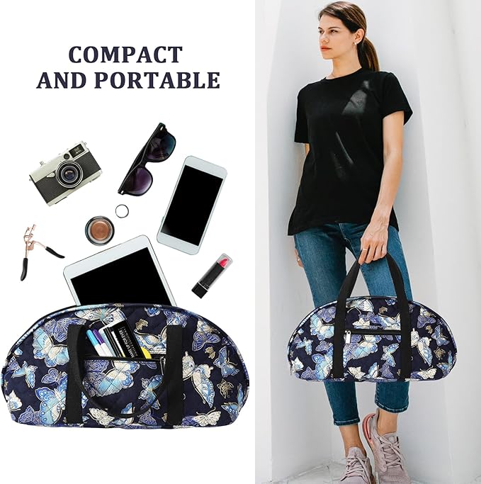 KOKNIT Full Size Iron Storage Bag, Stylish Portable Steam Iron Bag, Christmas Gift Tote For Ironing accessories & Travel (Navy Butterfly)