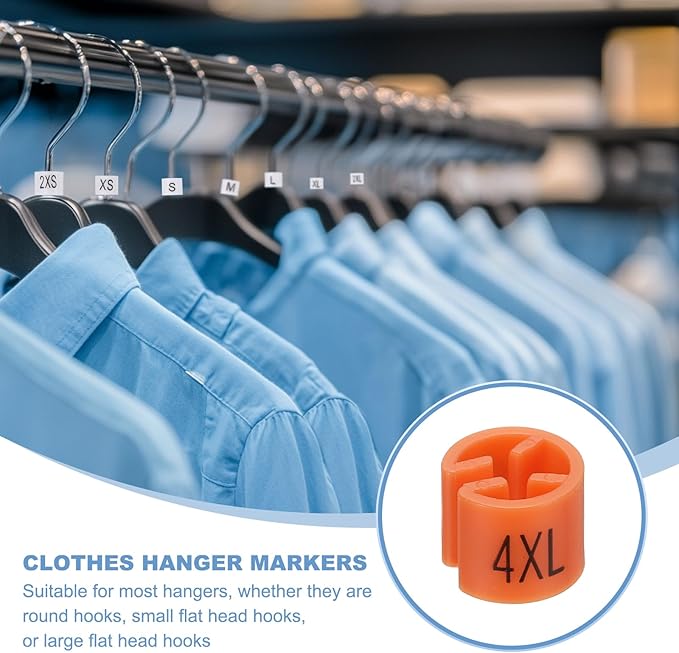 PATIKIL 300 Pcs Clothes Hanger Markers 4XL Fit Rod Garment Size Tag Hanger Clips Round Color Coding Label for Clothing, Orange