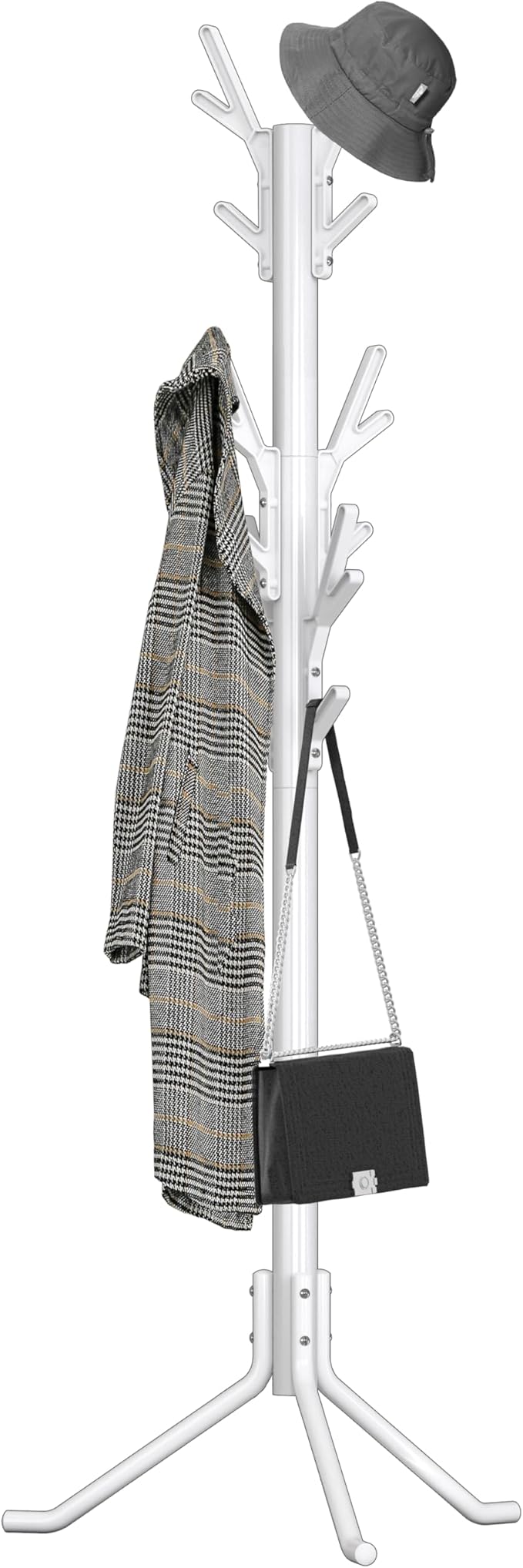 Simple Houseware Standing Coat and Hat Hanger Organizer Tree Shaped Rack for Entryway, Bedroom, and Hallway, 18 Hooks, White