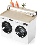 SpaceAid 2-Tier Washer Dryer Countertop, Laundry Topper with Rack Shelf 54" Width x 27.5" Depth x 10" Height Organizer Cover for Washer and Dryer Laundry Hamper Counter Storage (Oak)