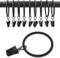 40 Pack Black Curtain Rings with Clips, Curtain Hooks Hangers Clip Rings for Hanging Drapes Bows Hat, Drapery Rings 1.77 in I D, Fits up to 1.5 in Diameter Curtain Rod.